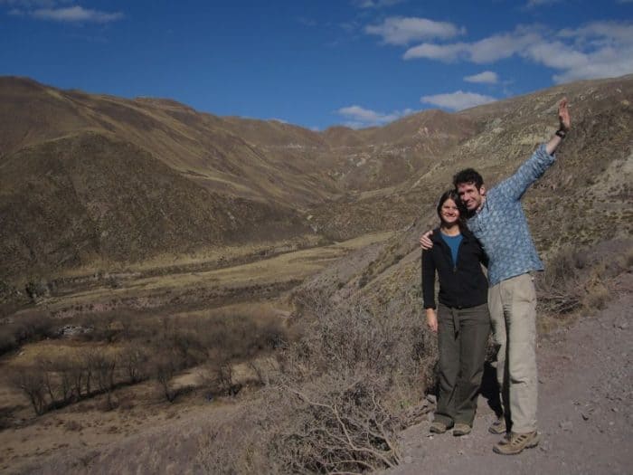 Us at La Cuesta del Obispo while road tripping in Northwest Argentina