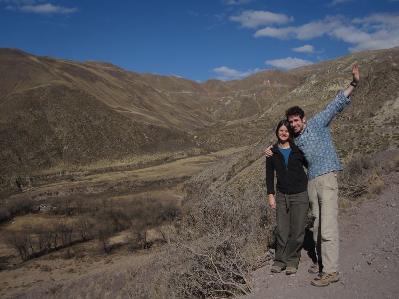 Us at La Cuesta del Obispo while road tripping in Northwest Argentina