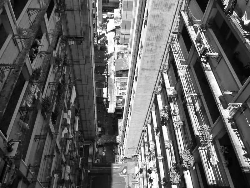Looking down from Mong Kok tenement Looking down from Mong Kok tenement