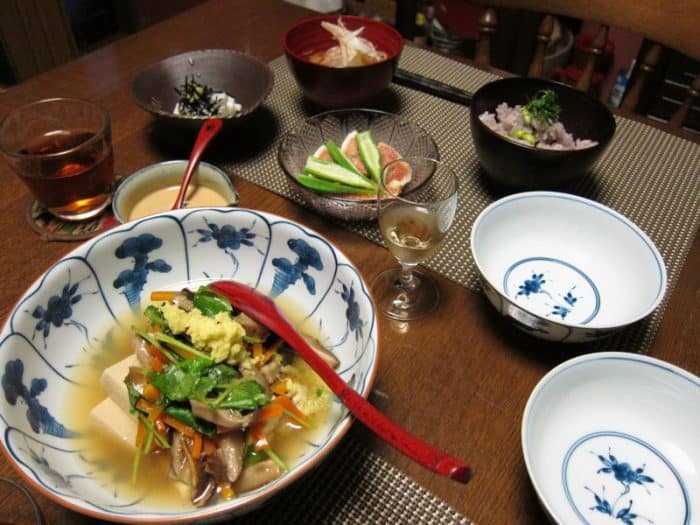 Vegetarian meal at Uzuki Kyoto Cooking Class