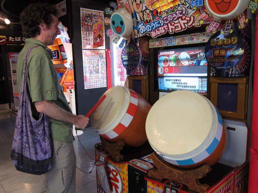 Taiko drum game in Japanese arcade