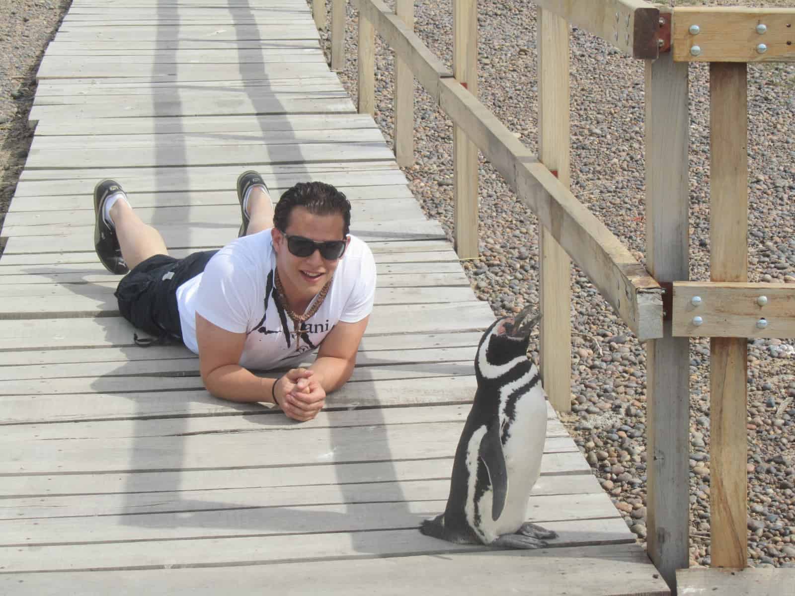 Marcello with a penguin in Argentina