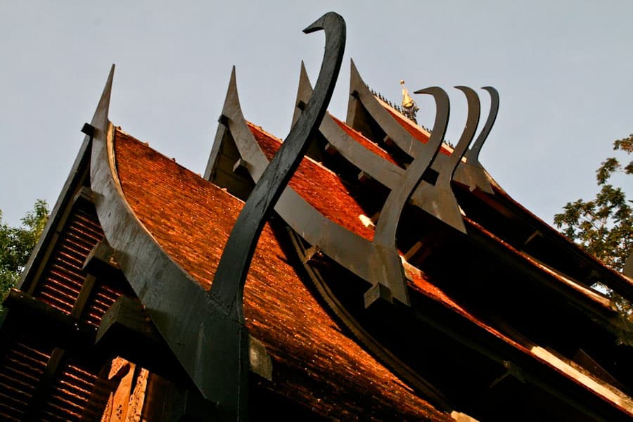 Vihara roof, Black House, Chiang Rai Vihara roof, Black House, Chiang Rai, Thailand