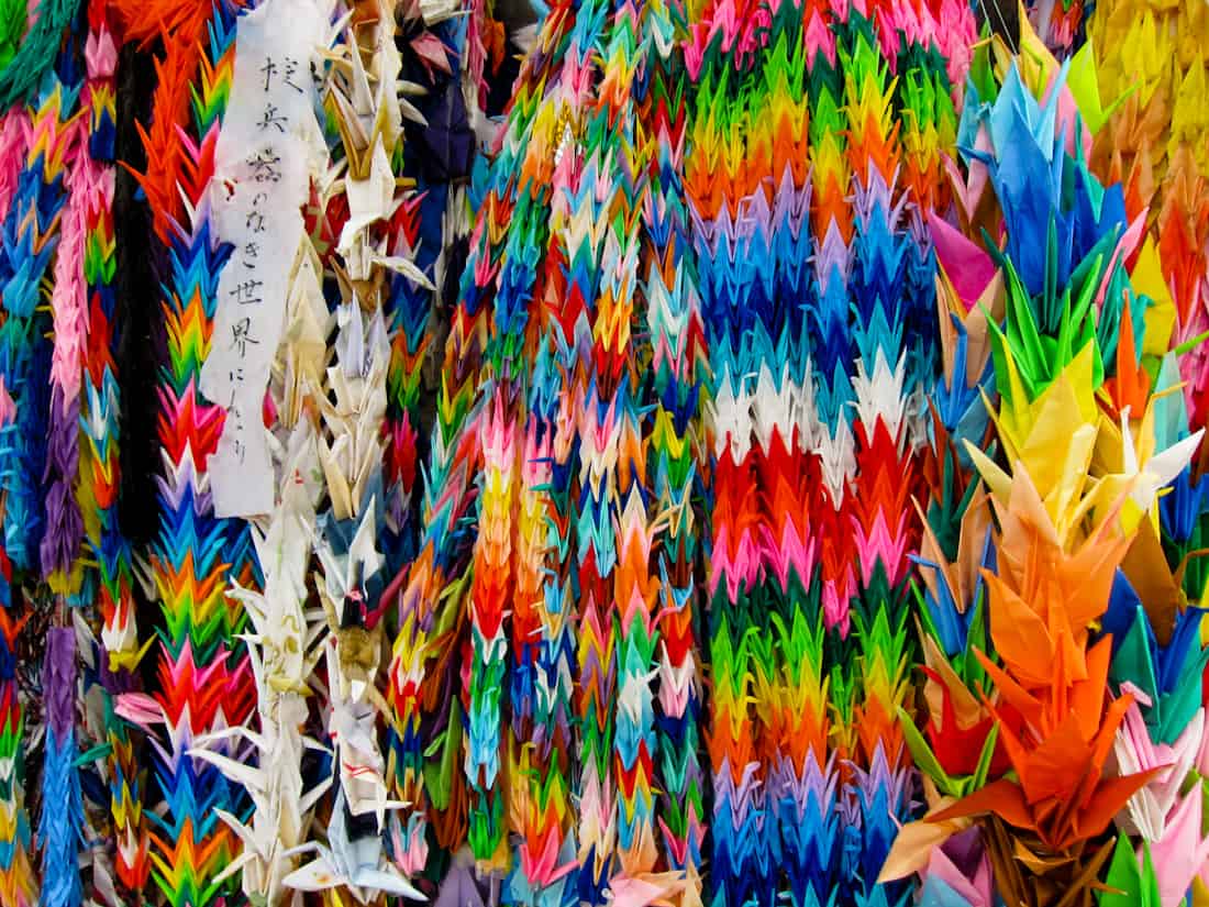 Origami paper cranes at Hiroshima Peace Memorial