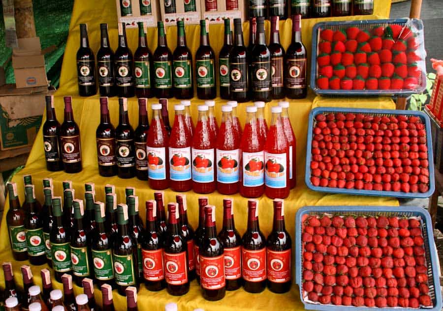 Strawberry stall near Mae Sai, Thailand