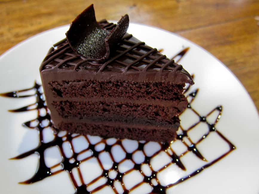 Chocolate cake at Charcoa Cafe