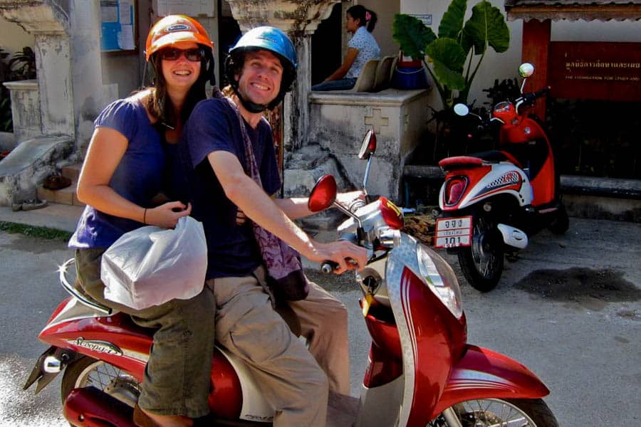 Us on a moped, Chiang Mai