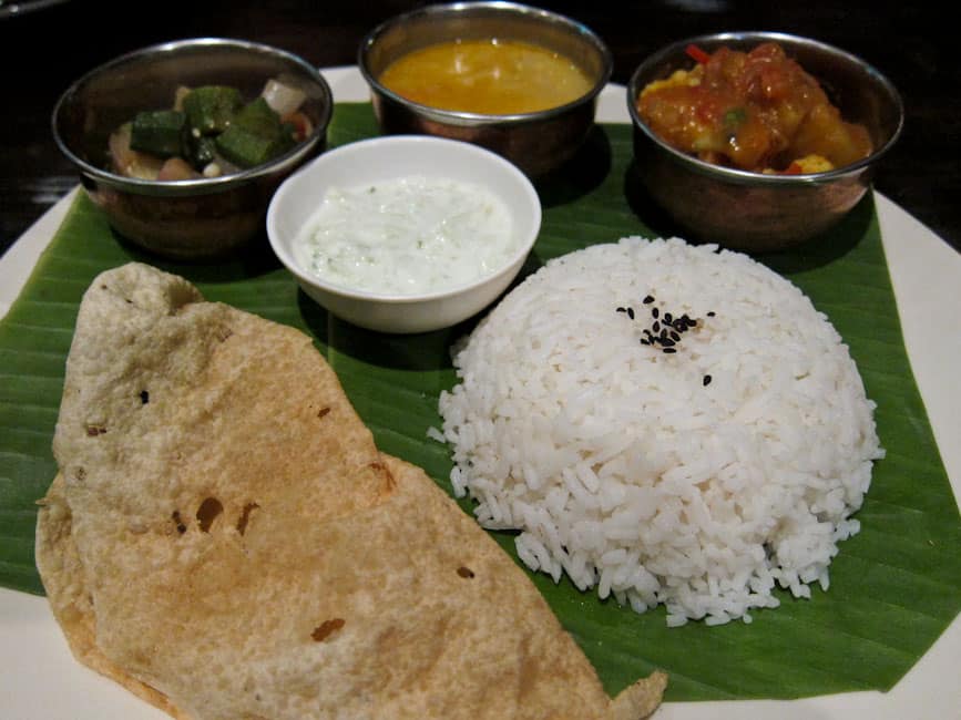 Vegetarian thali at Le Spice