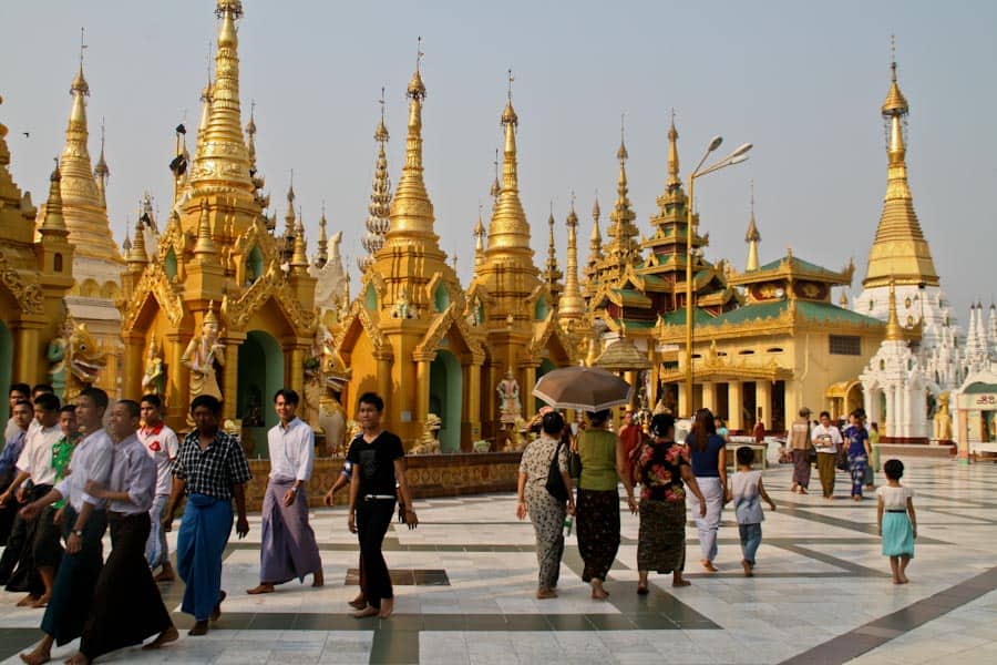 People at Shwedagon Pagoda, Yangon