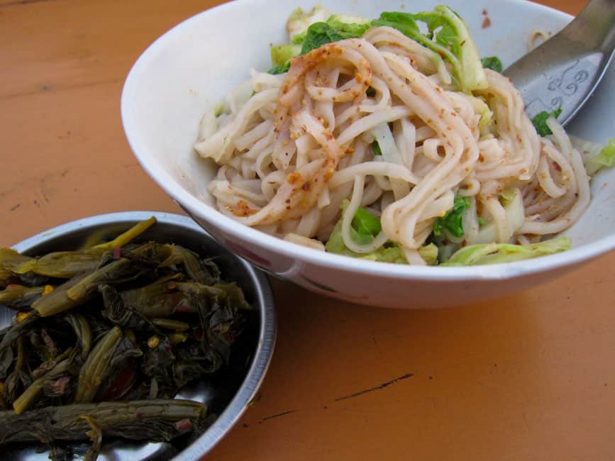 Shan noodles and pickles for $0.60