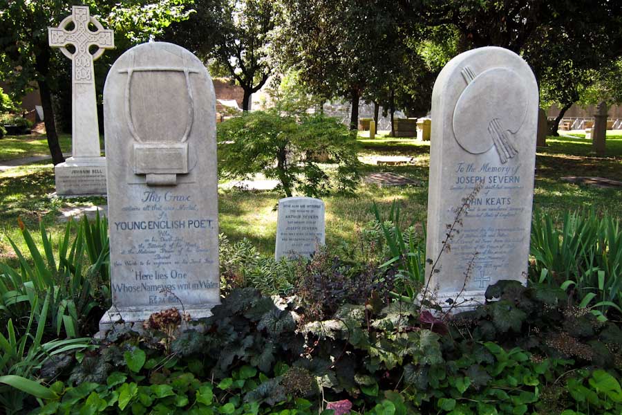 Keats grave at Campo Cestio cemetery in Testaccio, Rome