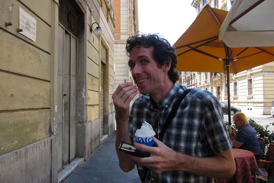 Simon eating gelato Simon eating gelato