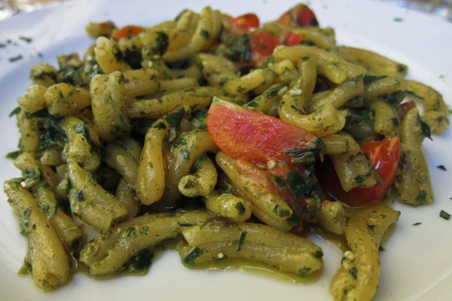 "A primo of pasta with pesto