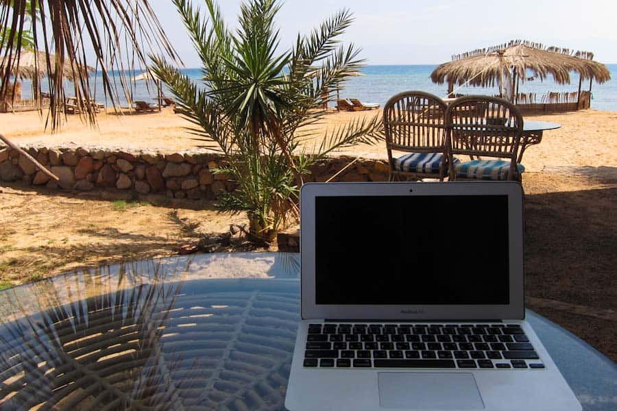 Our digital nomad office in Nuweiba, Egypt
