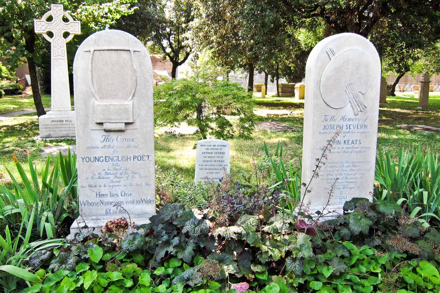 Keats' grave in the non-Catholic cemetery Campo Cestio in Testaccio, Rome