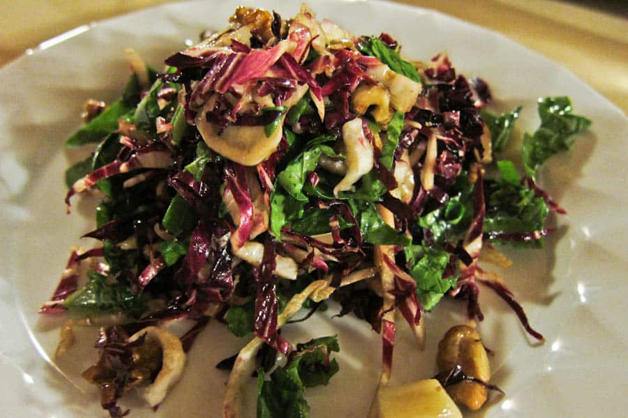 Rocket, radicchio, walnut and pecorino salad at Il Pinturicchio, Spello