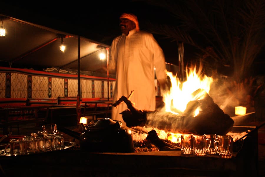 Bedouin tea by the campfire, Wadi Rum, Jordan Bedouin tea by the campfire, Wadi Rum, Jordan