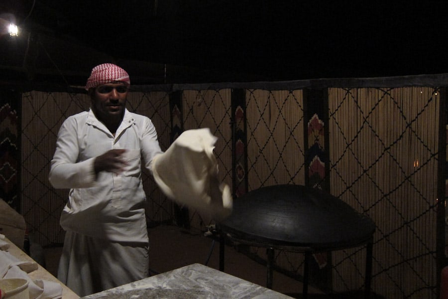 Making shrak bread at Captain’s Camp