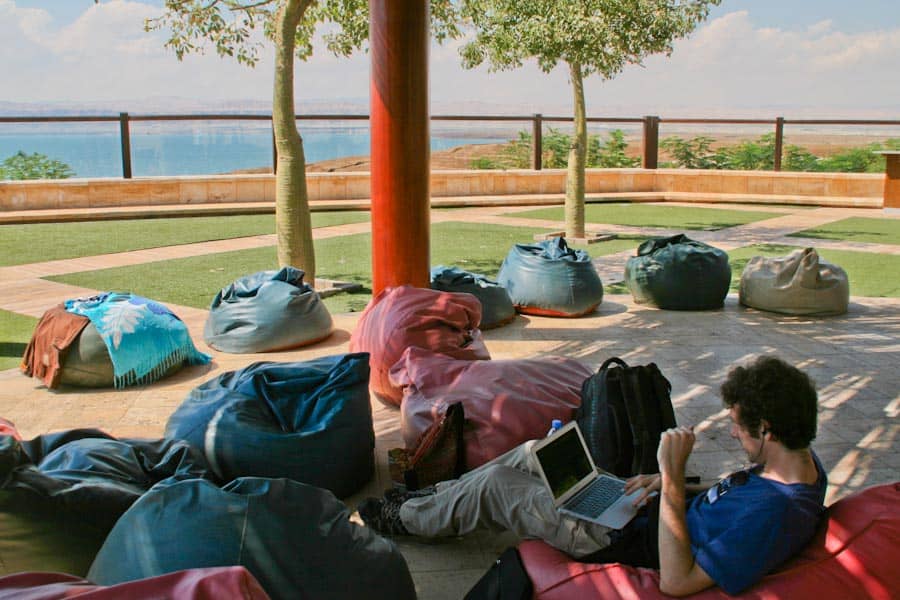 Simon working at the Dead Sea, Jordan