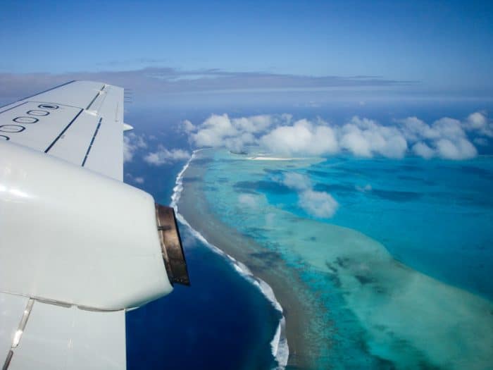 Flying over Aitutaki, Cook Islands