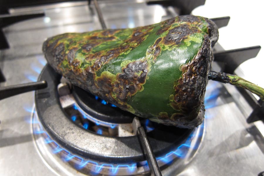 Roasting poblano peppers Roasting poblano peppers