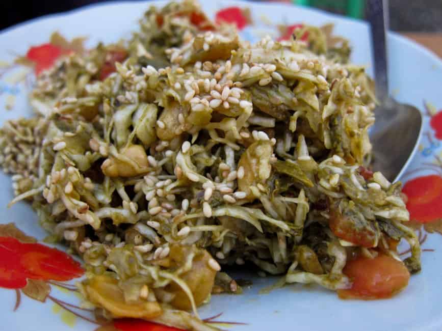 Tea leaf salad in Myanmar