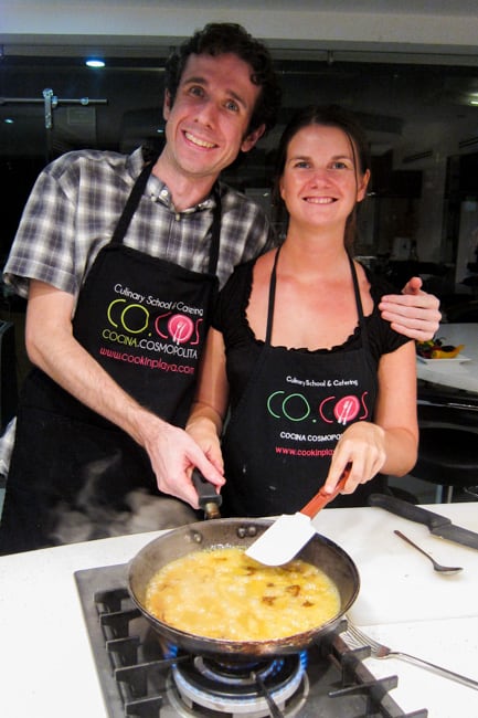 Us cooking bananas with rompope sauce Us cooking bananas with rompope sauce