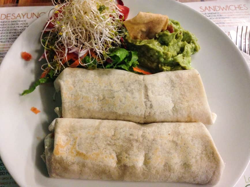 Vegetarian burritos at La Ceiba