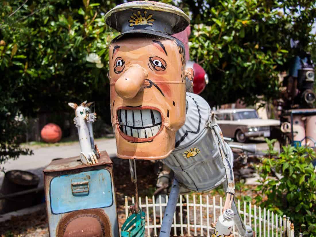 Milkman, Patrick Amiot Junk Metal Sculpture at Renga Arts, Florence Ave, Sebastopol, Sonoma County