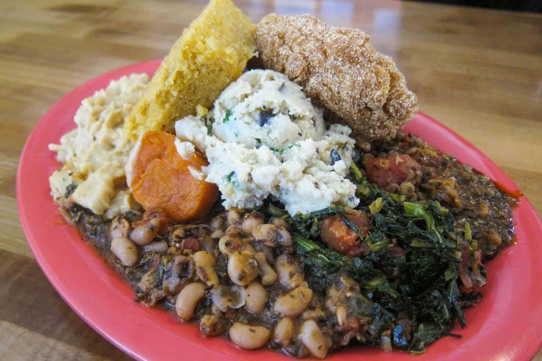 Souley Vegan sample platter, Oakland