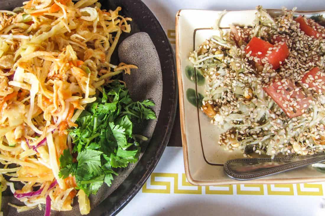 Rainbow salad and tea leaf salad at Burmese Kitchen