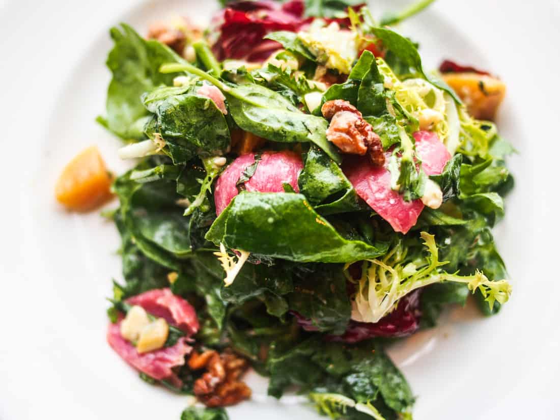 Wilted spinach salad at Greens, San Francisco