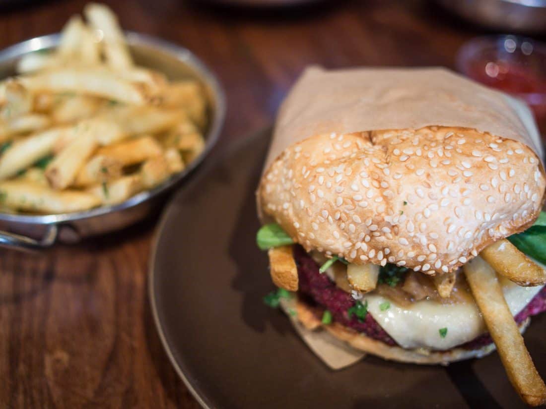 French & Fries veggie burger at Roam