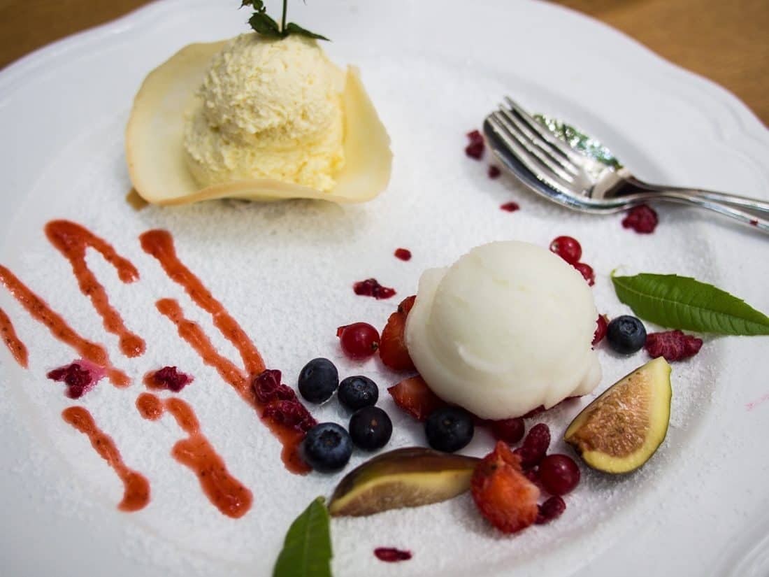 Elderblossom sorbet at Majerija, Vipava Valley 