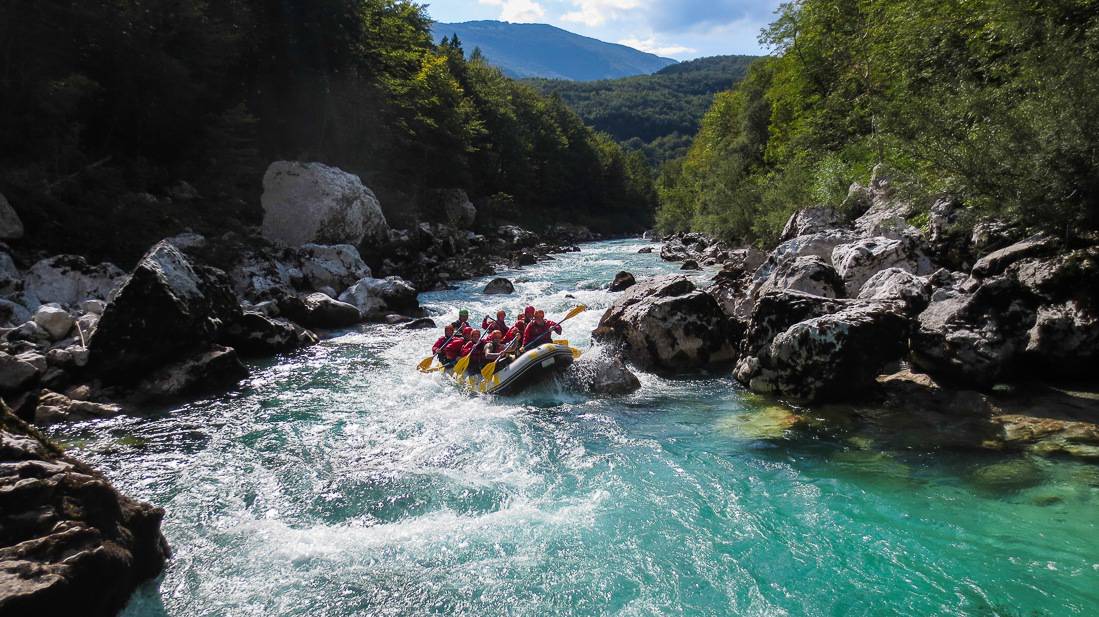 Rafting on the Soča river, Slovenia