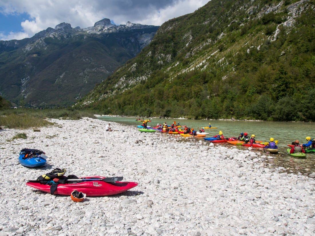 Kayakers, Soča river, Slovenia