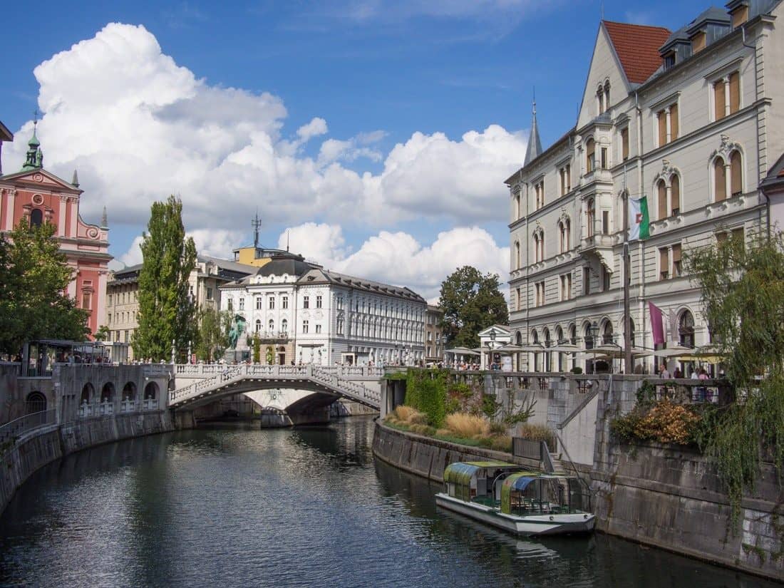 Ljubljana river and triple bridge