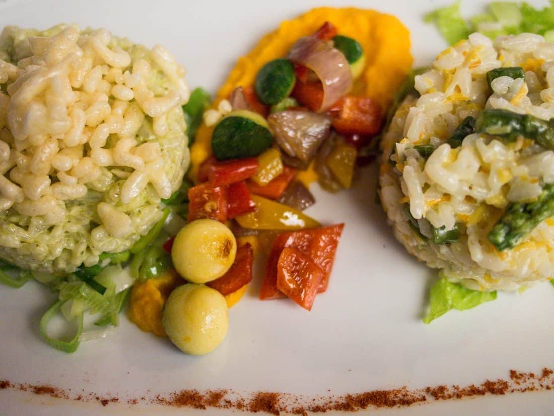 Pesto risotto and vegetable risotto at Bled Castle