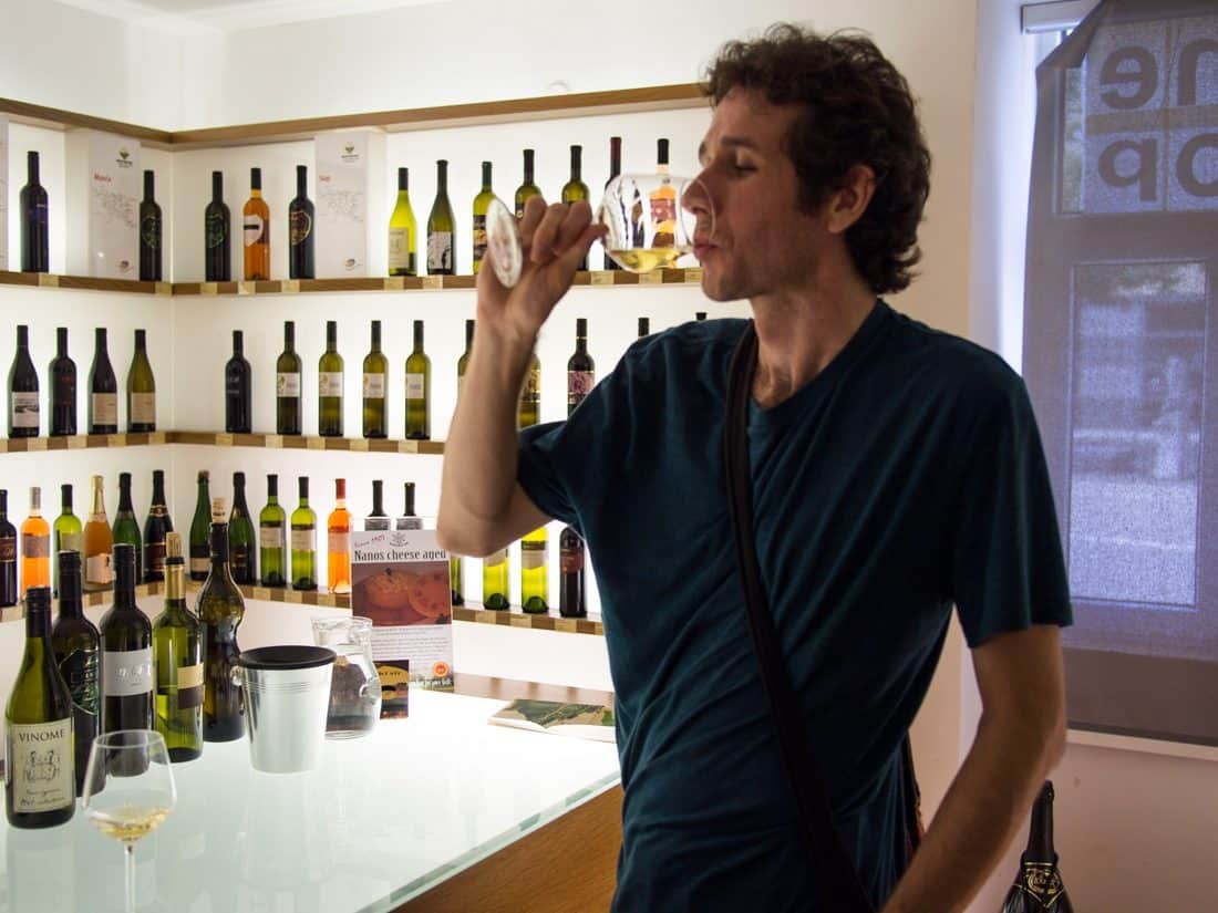 Simon tasting many local wines at the Vipava wine museum