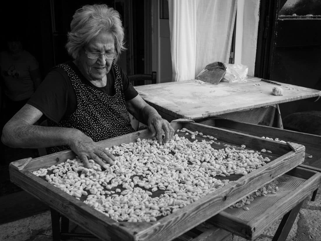 Orecchiette pasta on Bari street