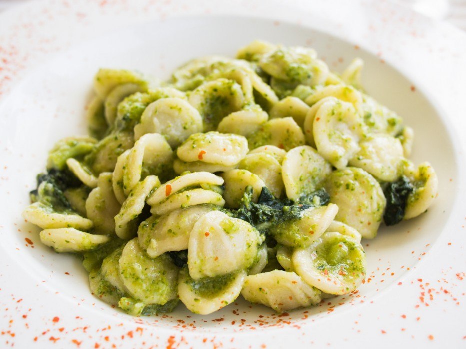 A classic Puglia food- Orecchiette with turnip tops at Il Bastione restaurant, Gallipolli