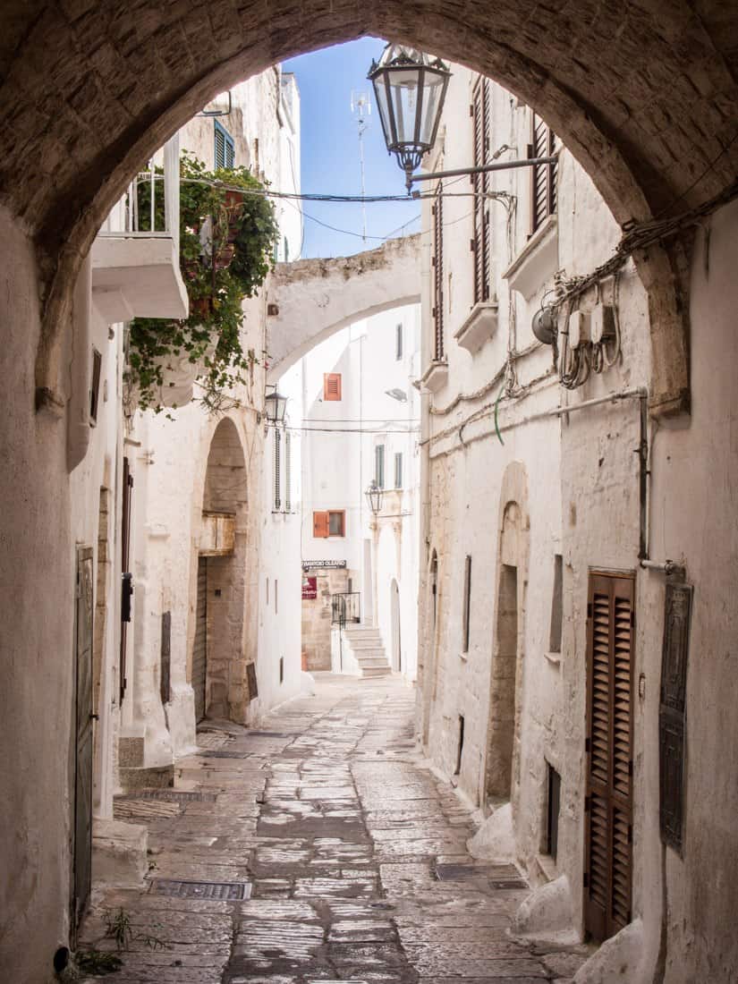 Archway in the historic centre of Ostuni, Italy