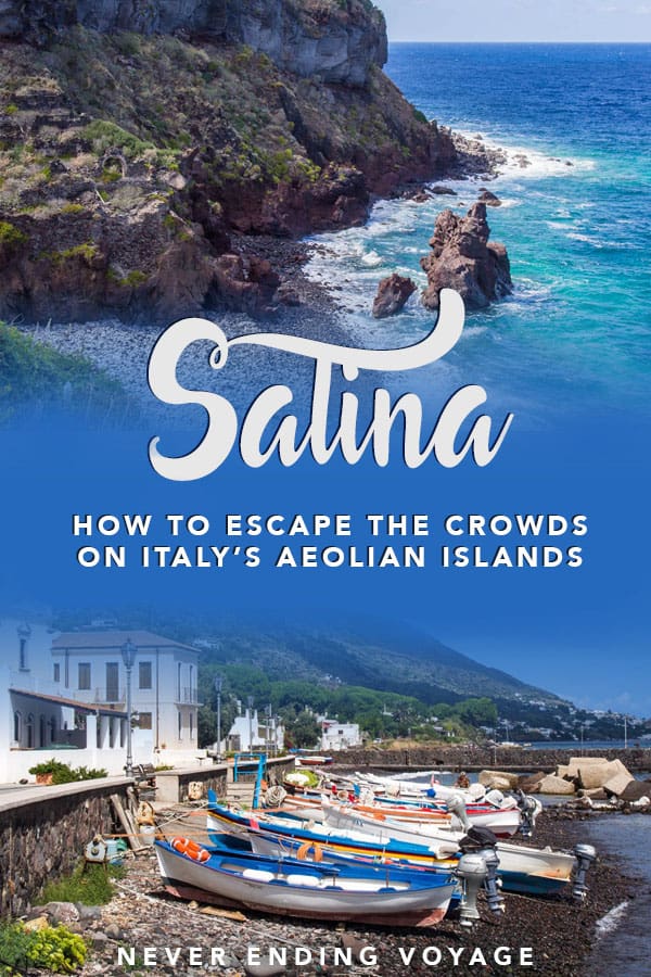 Get off the beaten path in Italy with a getaway to Salina in Sicily's Aeolian Islands. Here's a guide on how to visit. #salina #aeolianislands #sicily #italy #italytravel #europe #europetravel #italyoffthebeatenpath