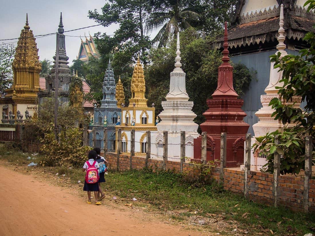 Burial stupas at a temple, Cambodia