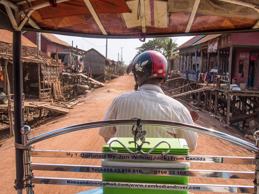 View from our tuk tuk arriving at Kompong Khleang