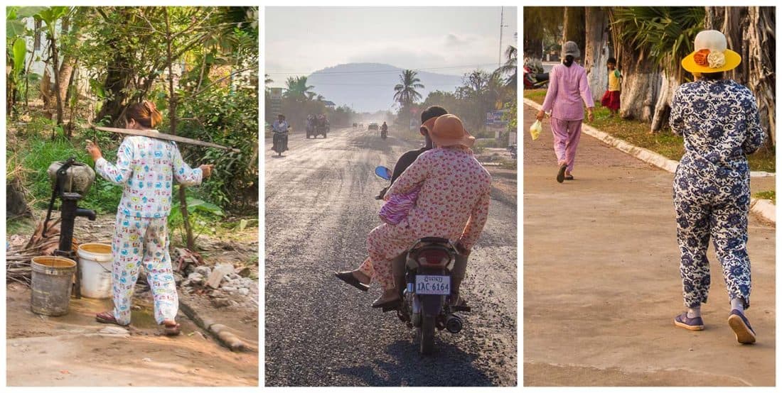 Pyjamas as day wear in Cambodia