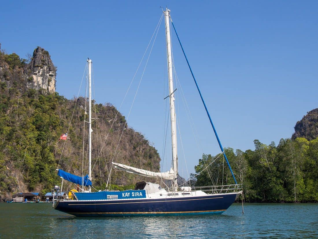 Kay Sira at our anchorage at Kilim, Langkawi sailing school