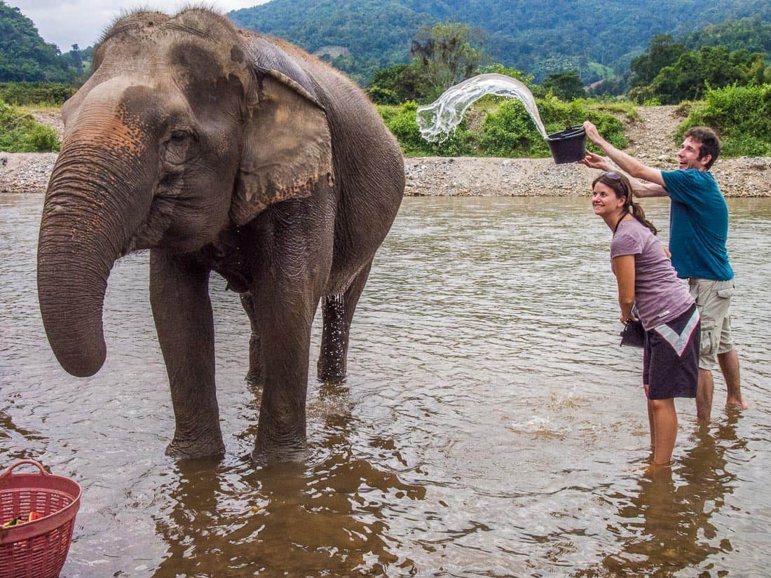 Erin and Simon at Elephant Nature Park, Chiang Mai