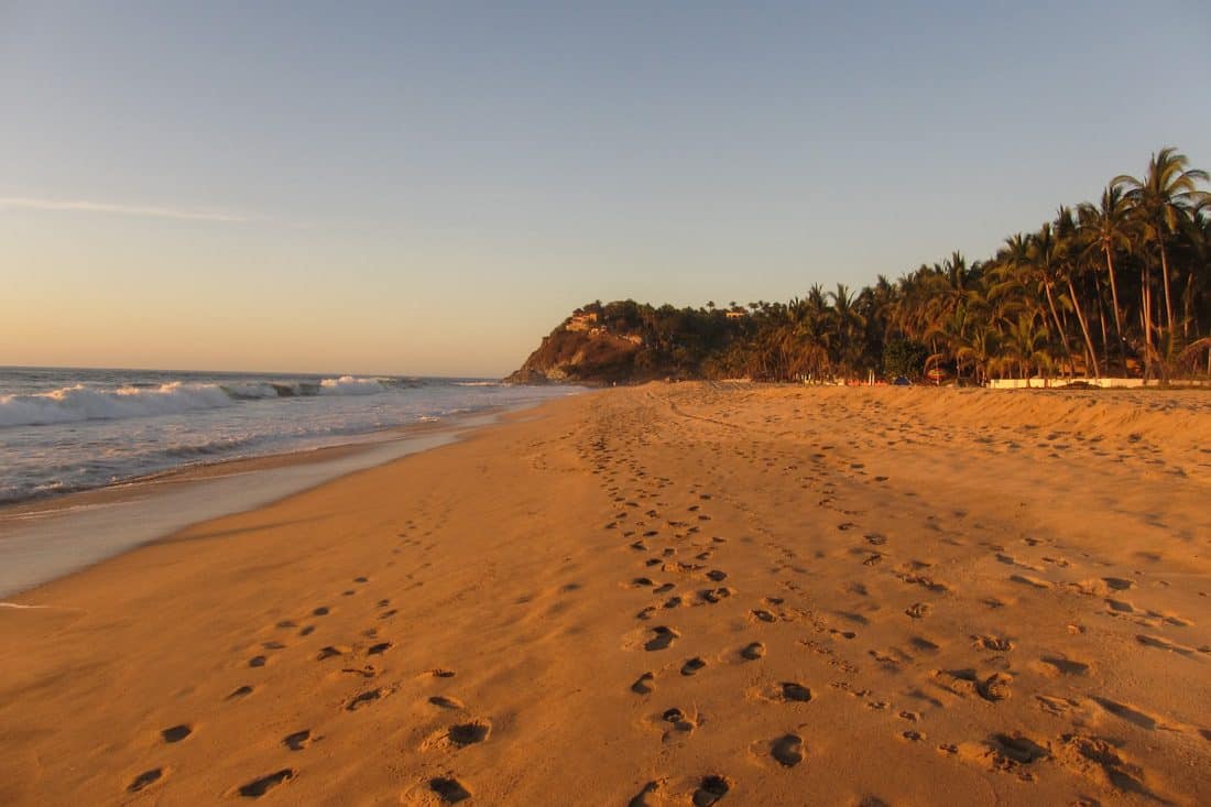 San Pancho, Mexico beach at sunset