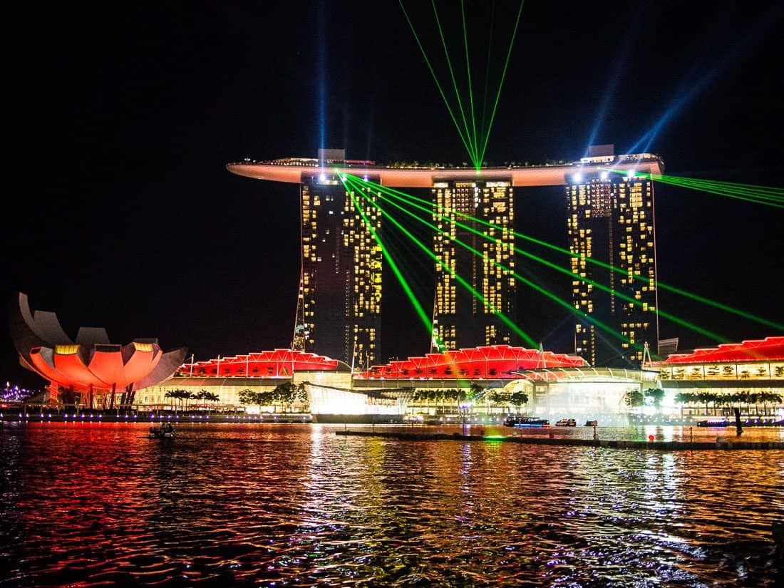 The Wonder Full show from the Merlion statue